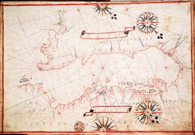 Mapa Jadranu, cca 1620 (pergamen) od Unknown artist