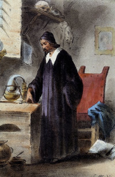 Alchymista Nicola Barnaud, výzkumník filozofického kamene. od Unknown artist