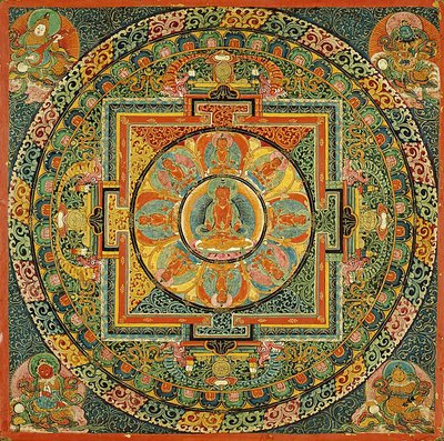 Oltářní stůl s mandalou Amitayuse, Buddhy nekonečného života od Unknown artist