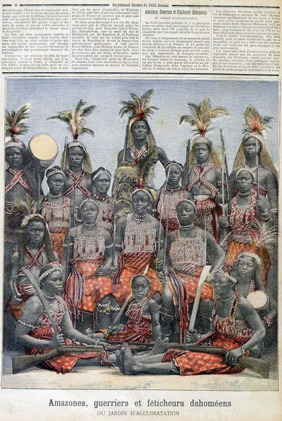 Amazonky, válečníci a dahomští fetišéři (z dnešního Beninu), ze zahrady aklimatizace - v „“Le Petite Journal““ z 28.2.1891 od Unknown artist