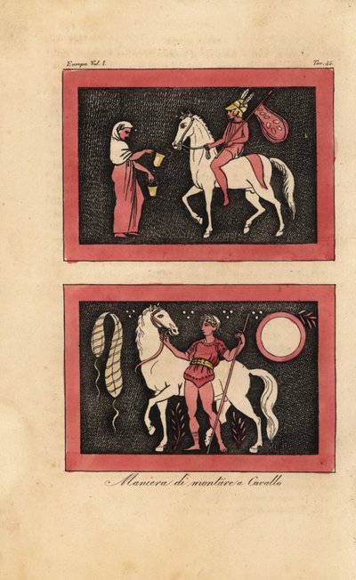 Starověký řecký způsob jízdy na koni bez sedla od Unknown artist