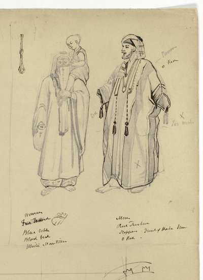 Arabský muž, žena a dítě od Unknown artist