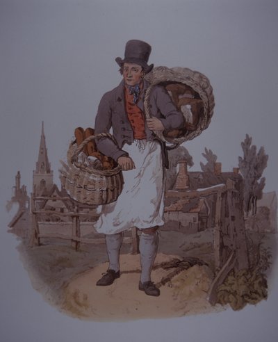 Pekař rozvážející chléb, počátek 19. století (barva lito) od Unknown artist