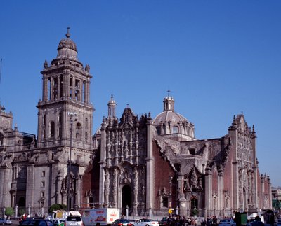 Barokní umění: pohled na Metropolitní katedrálu Mexico City. Mexiko 18. století. od Unknown artist
