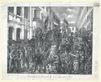 Barikáda na univerzitě 26. května 1848 ve Vídni od Unknown artist