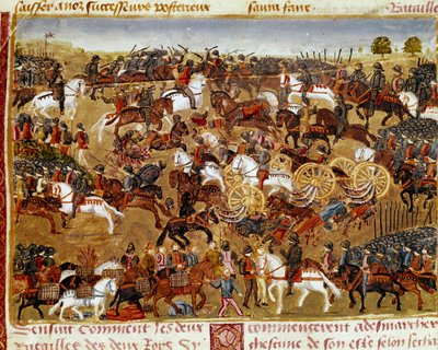 Miniatura bitevní scény z „Knihy faktů Alexandra Velikého“ od Quintuse Curtia Rufuse (1. století) od Unknown artist