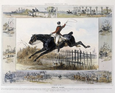 Závod ve zvonici v „“Malebné historii starověkého a moderního jezdectví”” od Charlese Aubryho od Unknown artist