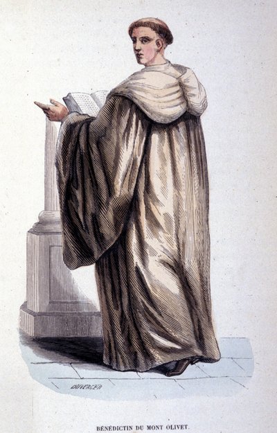 Benediktin du Mont Olivet. Rytina z alba o řeholních řádech, Paříž od Unknown artist