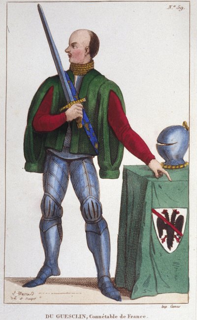 Bertrand du Guesclin (Duguesclin) (asi 1320-1380). Francouzský konstábl. Rytina z roku 1830. od Unknown artist