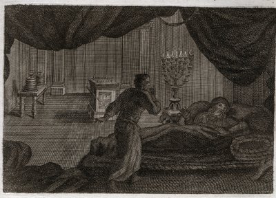 Bible of Royaumont, Starý zákon: Samuel dává Heli. Anna (Hannah) zasvětila malého Samuela Pánu a dala ho veleknězi Helimu. Samuel, který zaslechne hlas lorda, který ho volá uprostřed noci, si myslí, že toto je jeho učitel c od Unknown artist