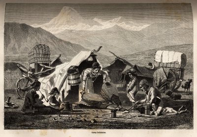 Bohémský tábor. Rytina pro ilustraci plavby v provinciích Kavkazu, od Basile Vereschaguine, v letech 1864-1865, publikovaná v „“ Le tour du monde, nouveau journal des voyages“, editoval Edouard Charton od Unknown artist