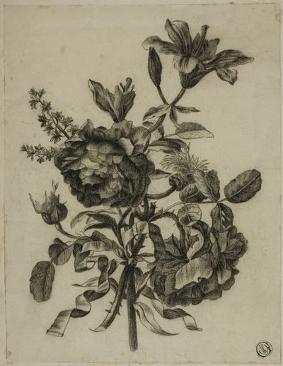Kytice růží a lilií od Unknown artist