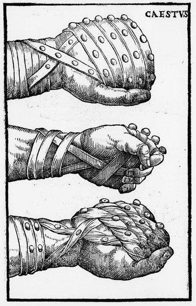 Boxerské rukavice - v "Jerome Mercurialis de Arte Gymnastica", edice Benátky od Unknown artist