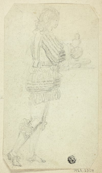 Chlapec v historických šatech nesoucí předmět od Unknown artist