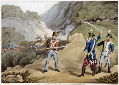 Britský voják zajal dva francouzské důstojníky v bitvě o Pyreneje - v „Historických, vojenských a námořních anekdotách...“ od Edwarda Ormea od Unknown artist