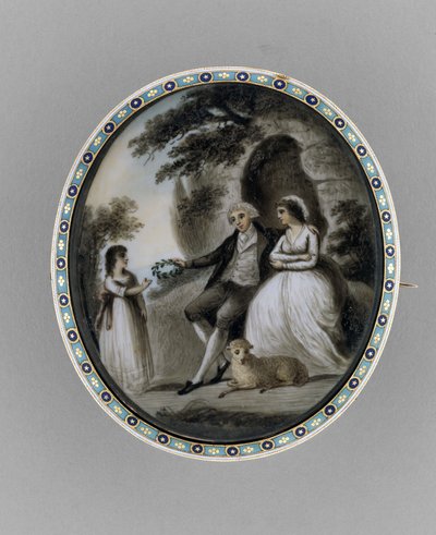 Brož, cca 1800 (sépie na slonovině, vlasy, smalt od Unknown artist