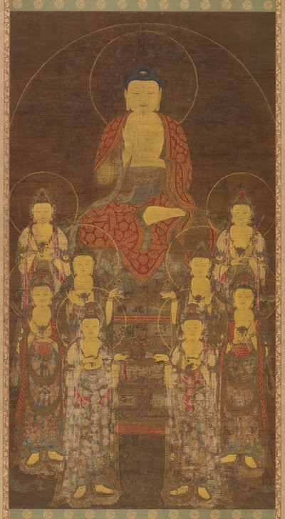 Buddha Amitabha (Amita) a osm velkých bódhisattvů od Unknown artist