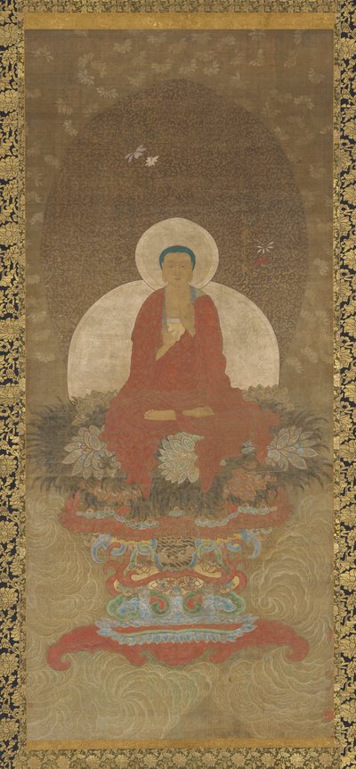 Buddha trůnící na podložce Kusa Grass od Unknown artist
