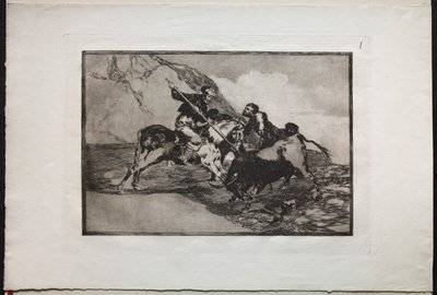 Býčí zápasy: Způsob, jakým starověcí Španělé lovili býky na koni v otevřené zemi od Unknown artist