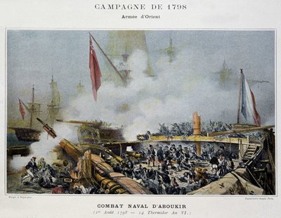Kampaň (expedice) do Egypta (1798-1801): Bitva u Aboukiru - v „“Námořních bitvách Napoleona““ od Unknown artist