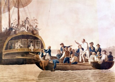 Kapitán William Bligh (1754 - 1817) z Bounty opuštěný svou posádkou. od Unknown artist
