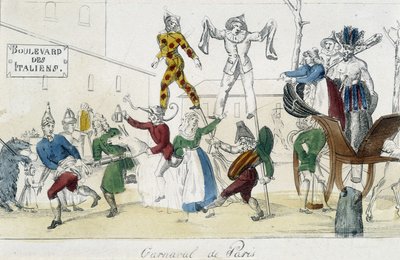 Karneval v Paříži, bulvár des Italians - rytina z 18. století, Carnavalet. od Unknown artist