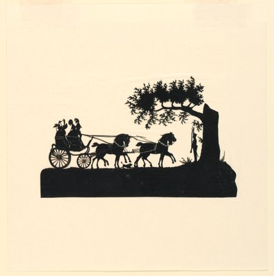 Kočár a koně v siluetě od Unknown artist