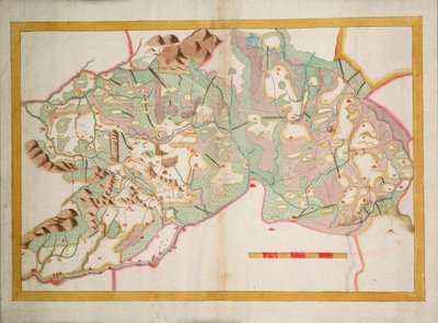 Mapa Leix a Offaly, Irsko, asi 1590 (papír, plátno) od Unknown artist