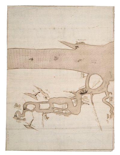 Mapa řeky Medway a části Temže: č. 24 Sheerness, asi 1590 (tuš a wash) od Unknown artist