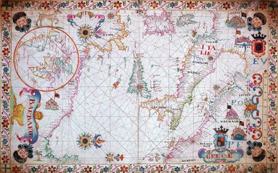 Mapa Středozemního moře s Itálií a severoafrickým pobřežím od Unknown artist