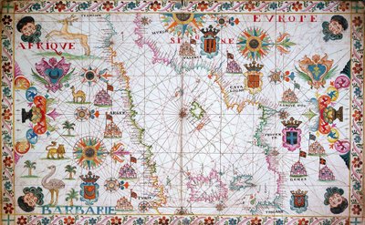Mapa západního Středomoří se severoafrickým a španělským pobřežím od Unknown artist