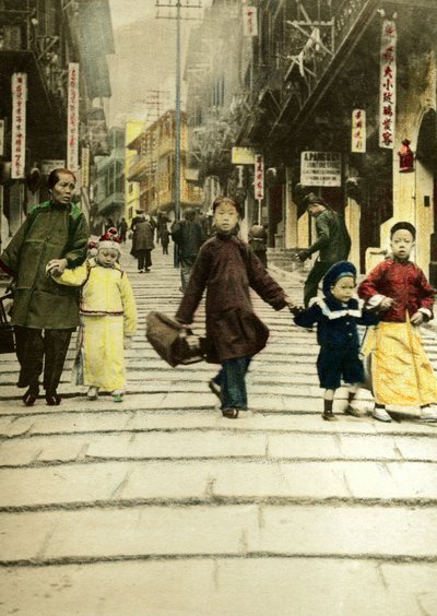 Děti na Pottinger Street v Hong Kongu v roce 1890. Čína od Unknown artist