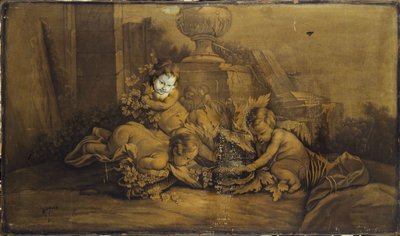 Děti hrající si v krajině, mezi lety 1701 a 1800 (dveře nahoře) od Unknown artist