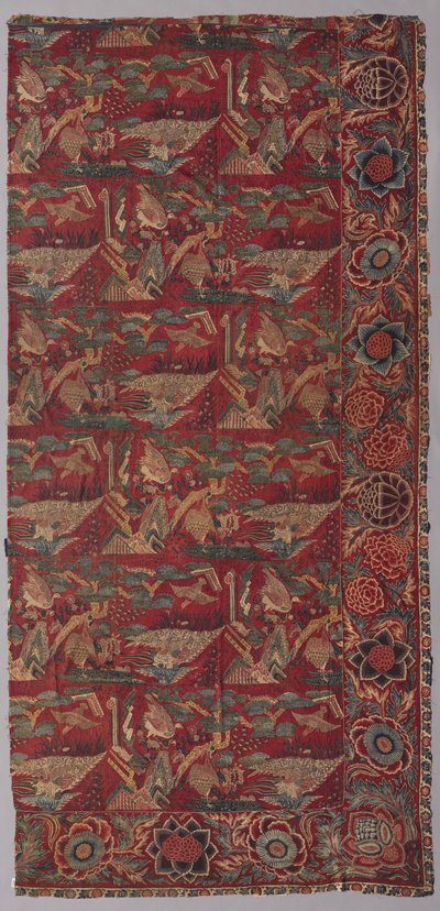 Přikrývka na postel Chintz nebo závěsná se vzorem inspirovaným Japonskem, pravá polovina od Unknown artist