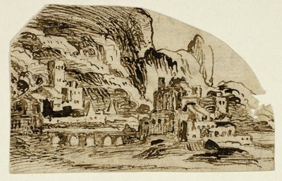 Citadela a most v horách od Unknown artist