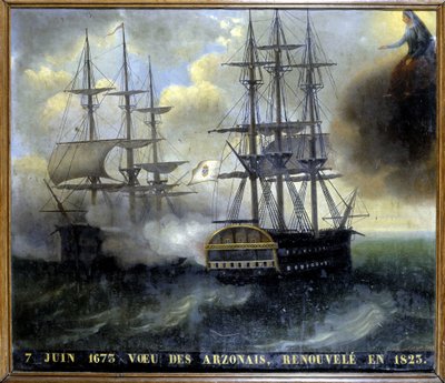 Střet bretaňské a nizozemské flotily „Wish of the Arzonais od Unknown artist