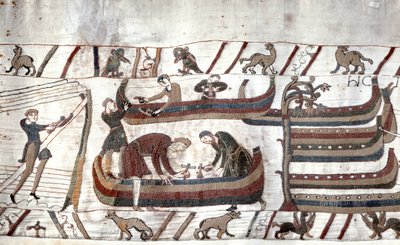Stavba lodí na objednávku Guillauma – tapisérie z Bayeux, známá jako výšivka královny Mathildy od Unknown artist