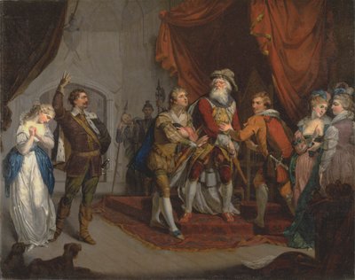 Cordelie opanovaná hrabětem z Kentu, ze Shakespearova „Král Lear“, já, i. od Unknown artist