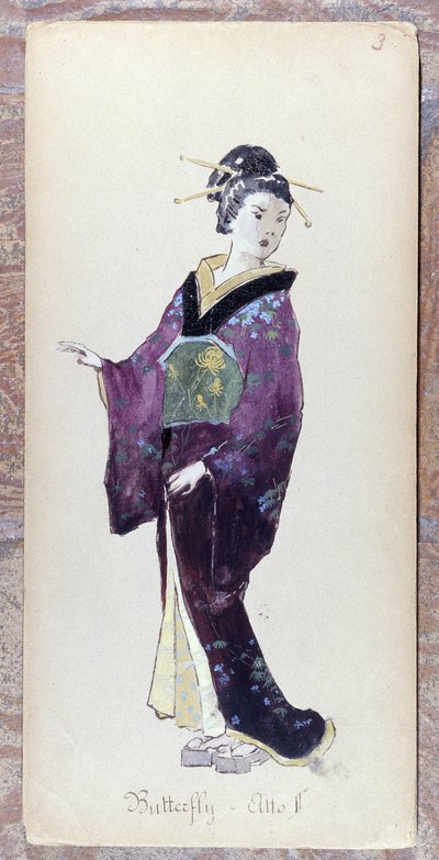 Kostým Madame Butterfly II. dějství pro inscenaci Madame Butterfly Giacoma Pucciniho z roku 1904.Sbírka Museo della Scala v Miláně. od Unknown artist