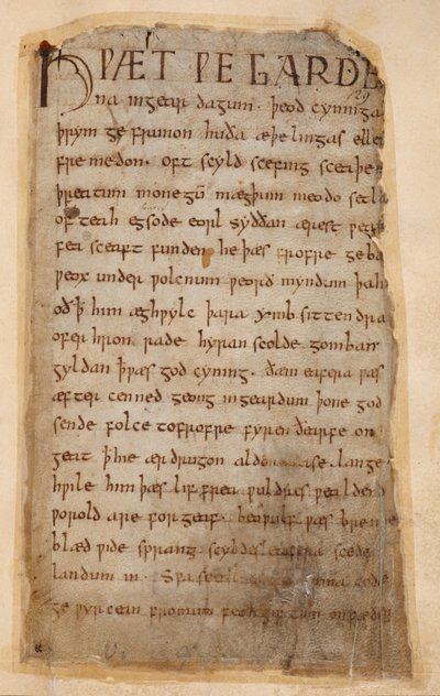 Bavlna Vitellius A.XV..132 Počátek Beowulfa od Unknown artist