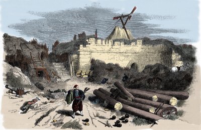 Krymská válka (1853-1856): Telegraf Clauda Chappe do Malakoff - rytina od Unknown artist