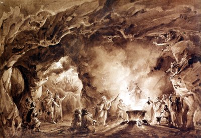 Dekor pro operu „“ Macbeth““, kterou složil Giuseppe Verdi (1813 - 1901). Aquatinte použitý na obálce prvního vydání z roku 1847. od Unknown artist