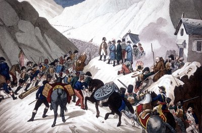 Sestup Napoleona Bonaparta v Itálii: překročení hory St Bernard od Unknown artist