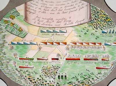 Schéma bitevní linie bitvy u Camdenu v Jižní Karolíně 16. srpna. od Unknown artist