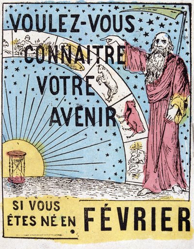Chcete znát svou budoucnost? : Nostradamus. Astrologická reklamní etiketa z 19. století od Unknown artist