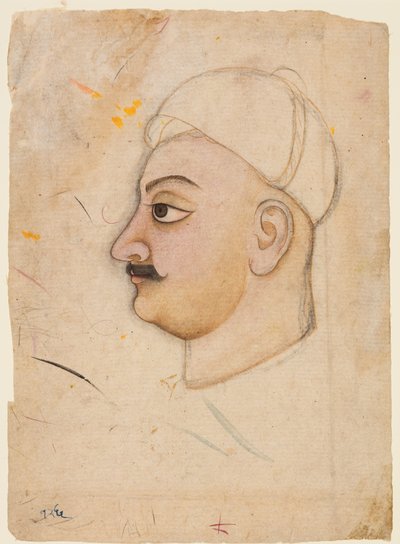 Kresba mužské hlavy s neobvyklým turbanem od Unknown artist