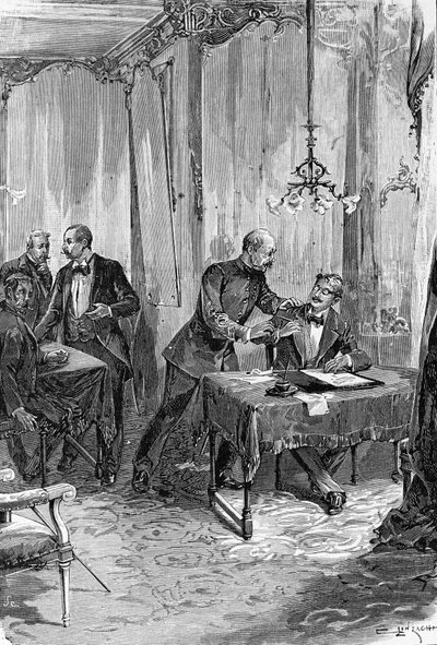 Dreyfusův případ. Zatčení kapitána Alfreda Dreyfuse 15.10.1894 po diktátu. od Unknown artist