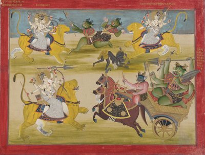 Durga bojující s Rakhasovou šungou a nišungou, od Devi Mahatmya od Unknown artist