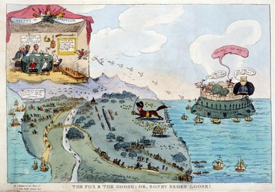 Anglický kreslený film o Napoleonu Bonaparte - v Napoleonovi I., karikatury, sbírka figurín. 1814 - 1815. B.H.V.P. od Unknown artist