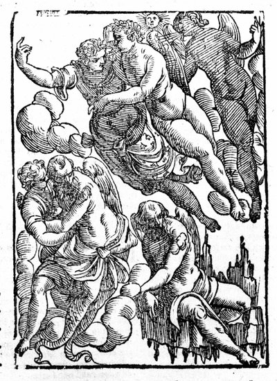 Eole (vpravo dole) a větry. "Mytologie a bajky" dává hrabě Natalia. Padova 1677 od Unknown artist